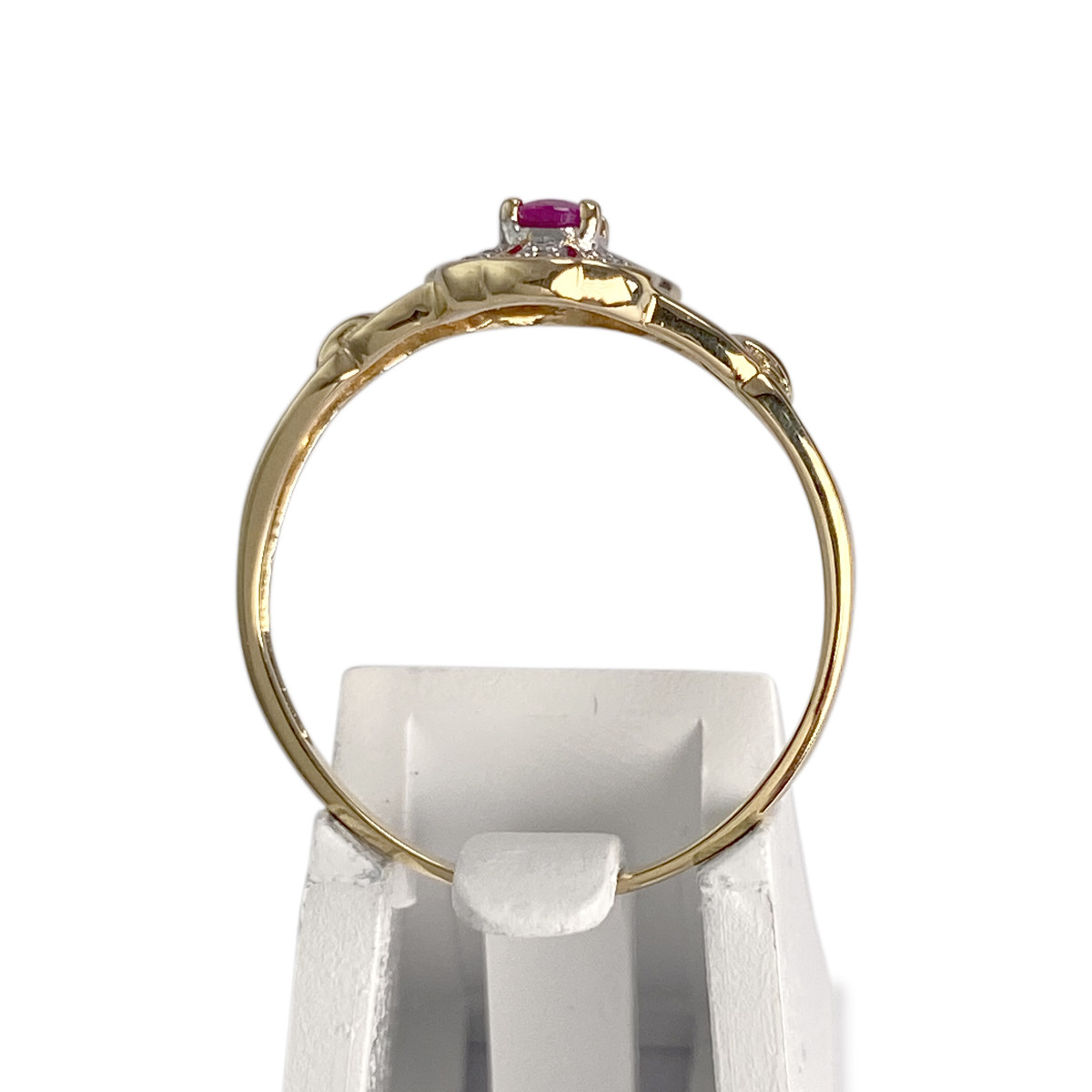 Bague d'occasion  or 750 2 tons rubis, diamants - vue 3