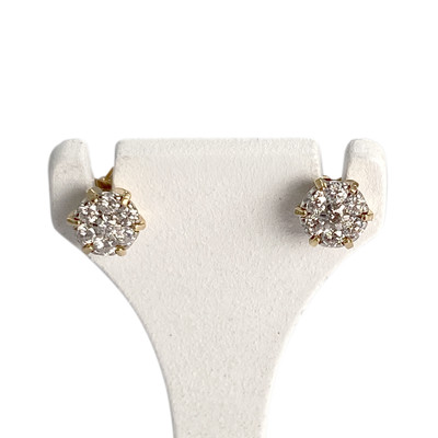 Boucles d'oreilles d'occasion or 750 jaune diamants - vue 1
