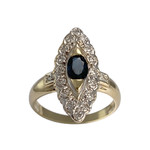 Bague d'occasion  or 2 tons 750 saphir, diamants - vue 1