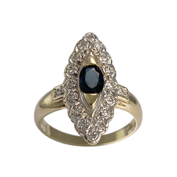 Bague d'occasion  or 2 tons 750 saphir, diamants