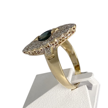Bague d'occasion  or 2 tons 750 saphir, diamants