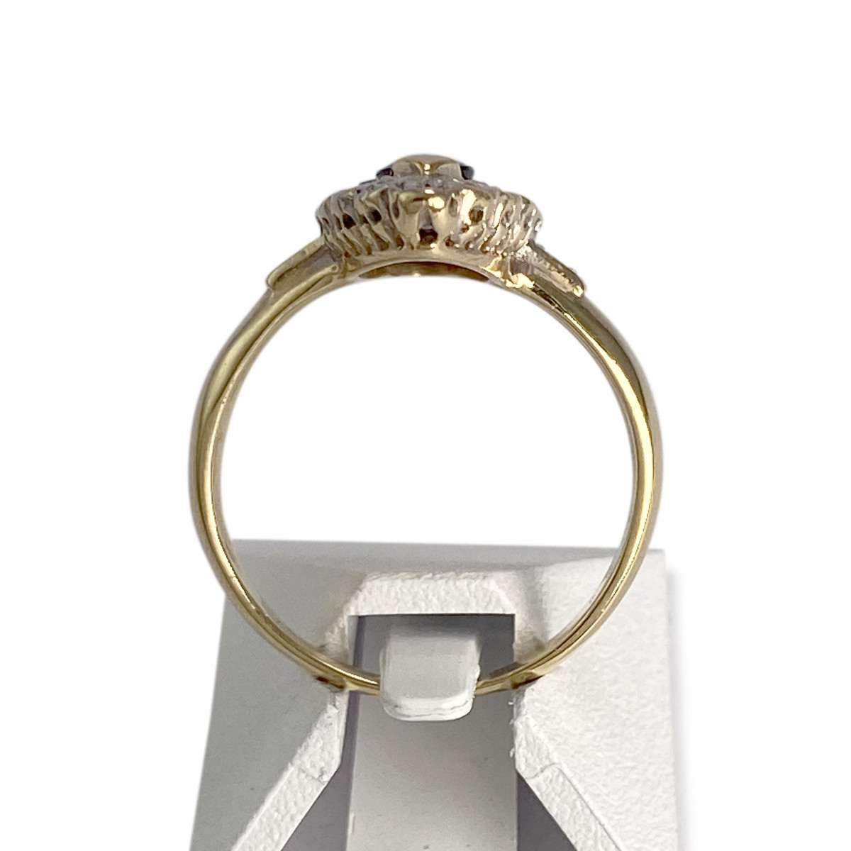 Bague d'occasion  or 2 tons 750 saphir, diamants - vue 3