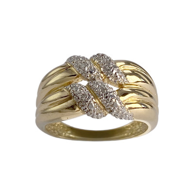 Bague d'occasion  or 750 2 tons diamants