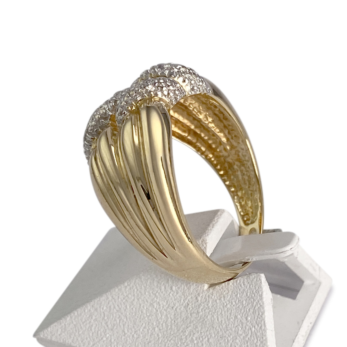 Bague d'occasion  or 750 2 tons diamants - vue 2