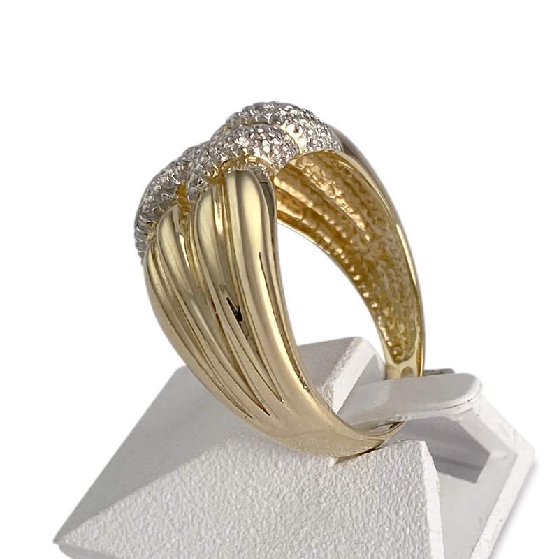 Bague d'occasion  or 750 2 tons diamants - vue 2