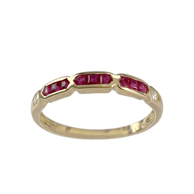 Bague d'occasion or 750 jaune rubis, diamants