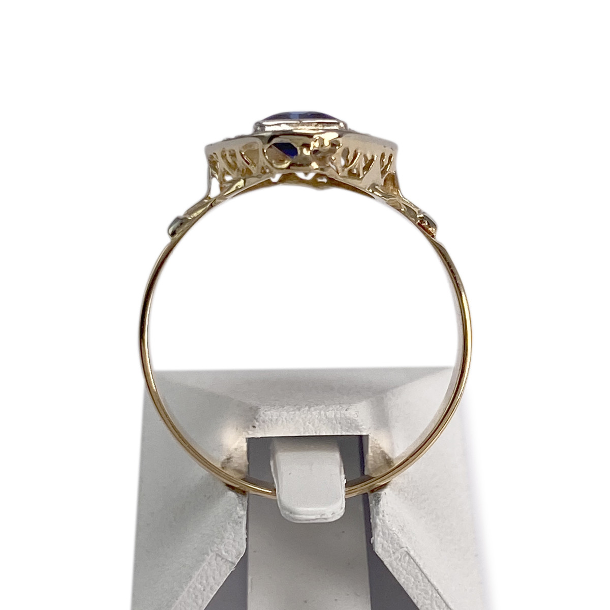 Bague d'occasion 2 ors 750 saphir synthétique, diamants - vue 3