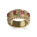 Bague d'occasion or 750 jaune rubis, diamants - vue 1