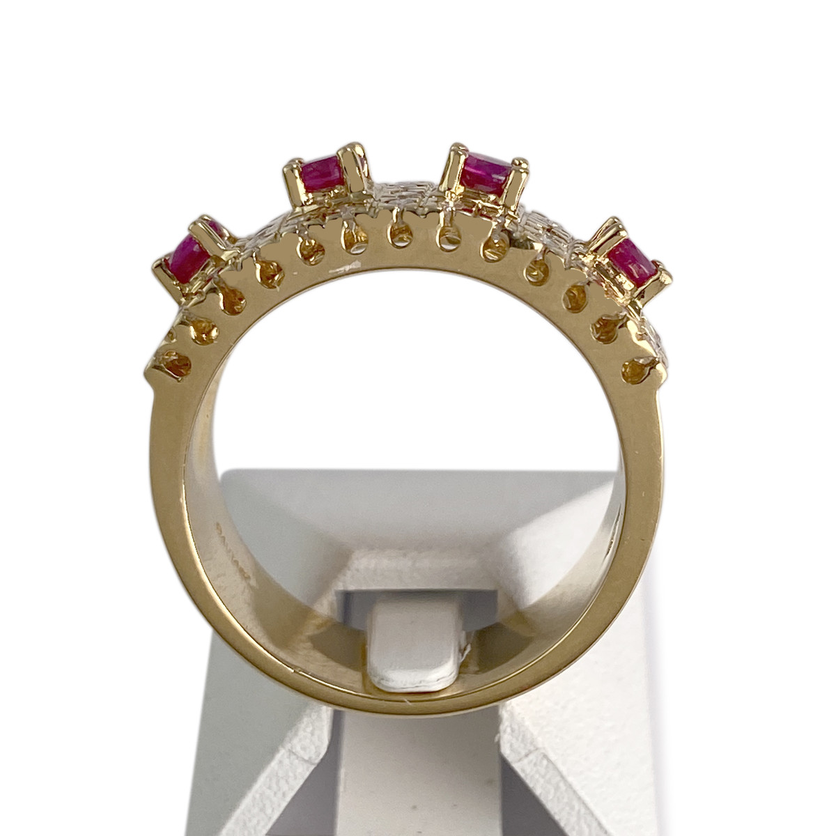 Bague d'occasion or 750 jaune rubis, diamants - vue 3