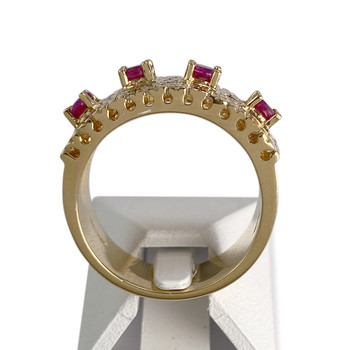 Bague d'occasion or 750 jaune rubis, diamants