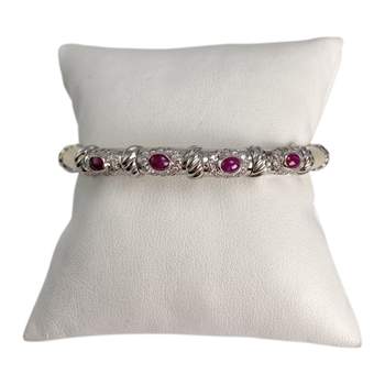 Bracelet d'occasion or 750 2 tons rubis, diamants