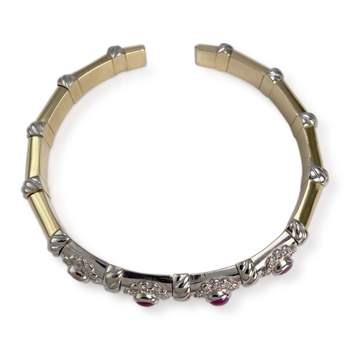 Bracelet d'occasion or 750 2 tons rubis, diamants