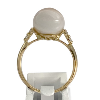 Bague d'occasion or 750 jaune perle de culture, diamants