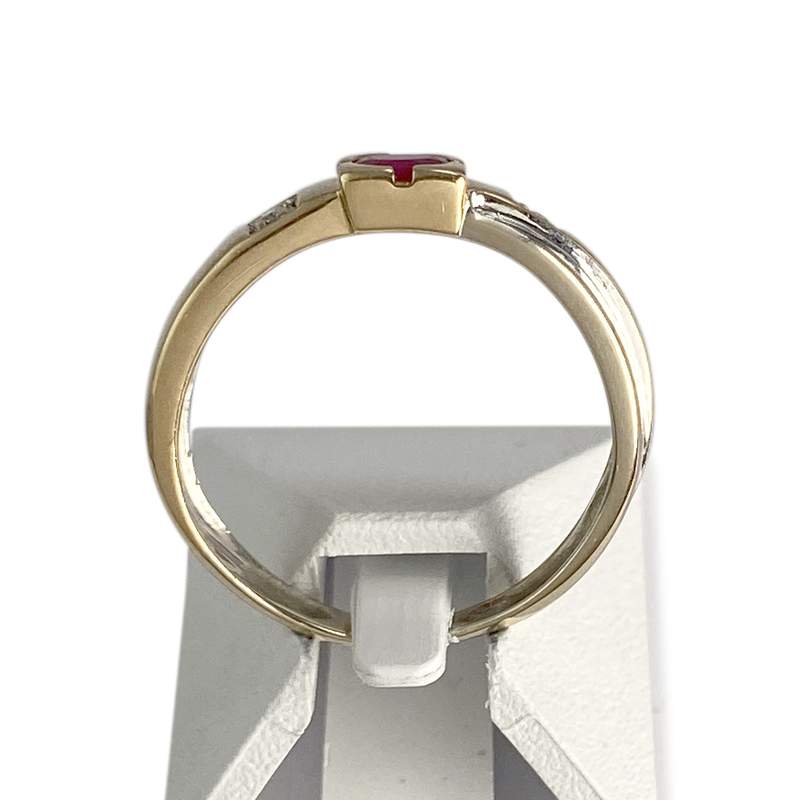 Bague d'occasion 2 ors 750 diamants, rubis - vue 3