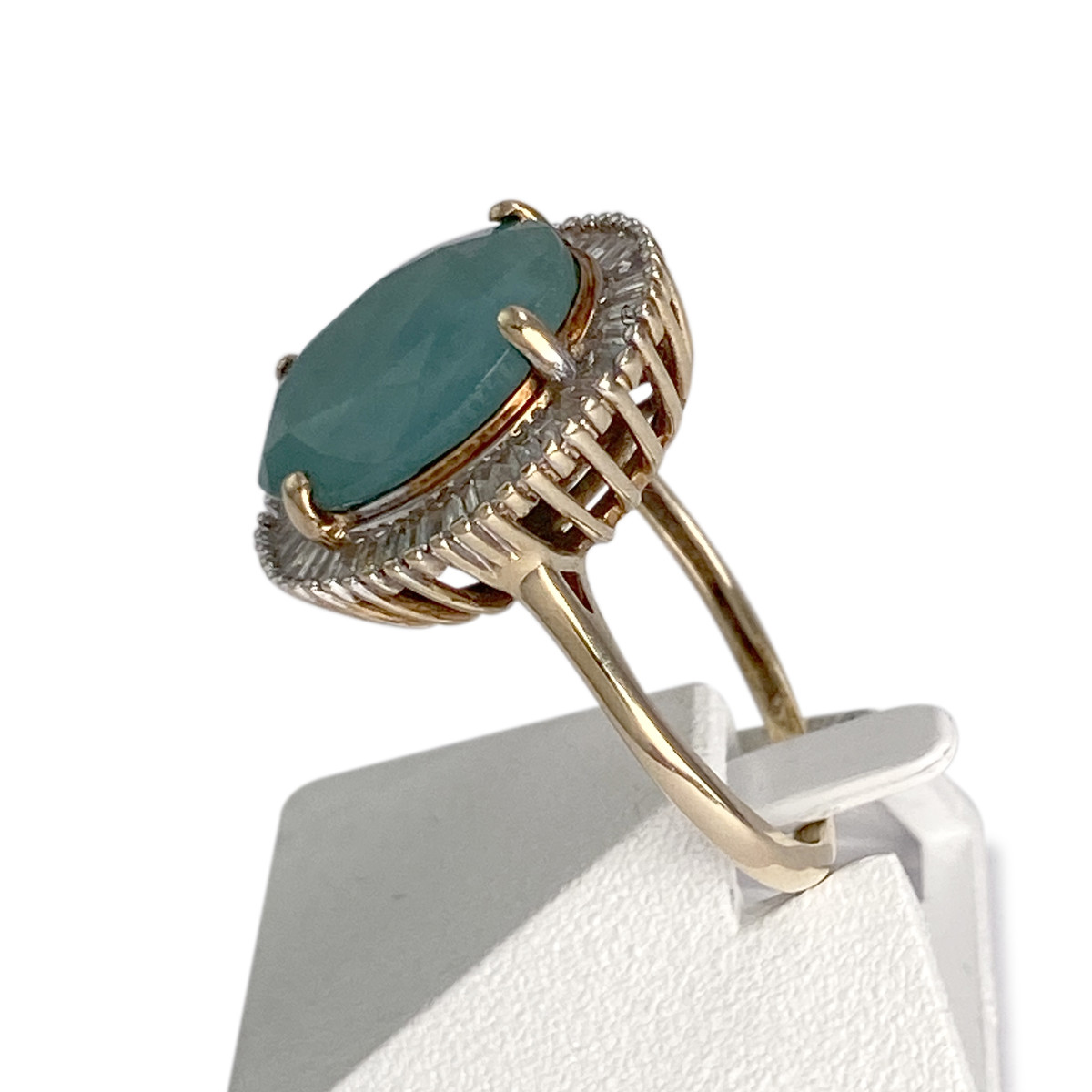 Bague d'occasion or 375 rose larimar, diamants - vue 2