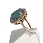 Bague d'occasion or 375 rose larimar, diamants - vue 2