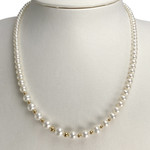 Collier d'occasion or 750 jaune maille perles, perles de culture de Chine - vue 2