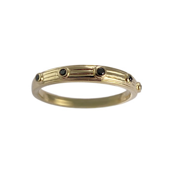 Bague d'occasion or 750 jaune diamants noirs traités