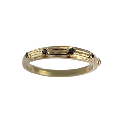 Bague d'occasion or 750 jaune diamants noirs traités - vue 1