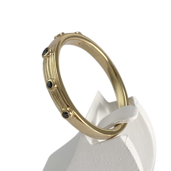 Bague d'occasion or 750 jaune diamants noirs traités