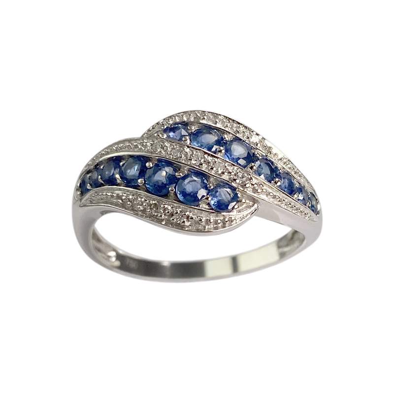 Bague d'occasion or 750 blanc saphirs, diamants - vue 1