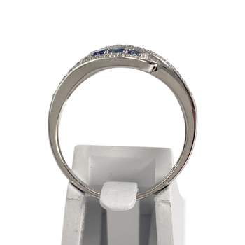 Bague d'occasion or 750 blanc saphirs, diamants