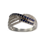 Bague d'occasion or 375 blanc diamants, saphirs - vue 1