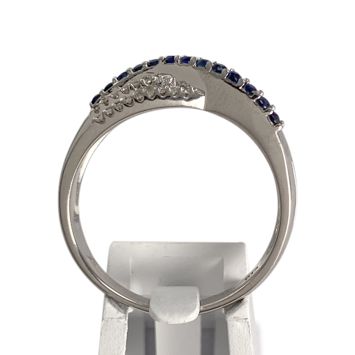 Bague d'occasion or 375 blanc diamants, saphirs - vue 3