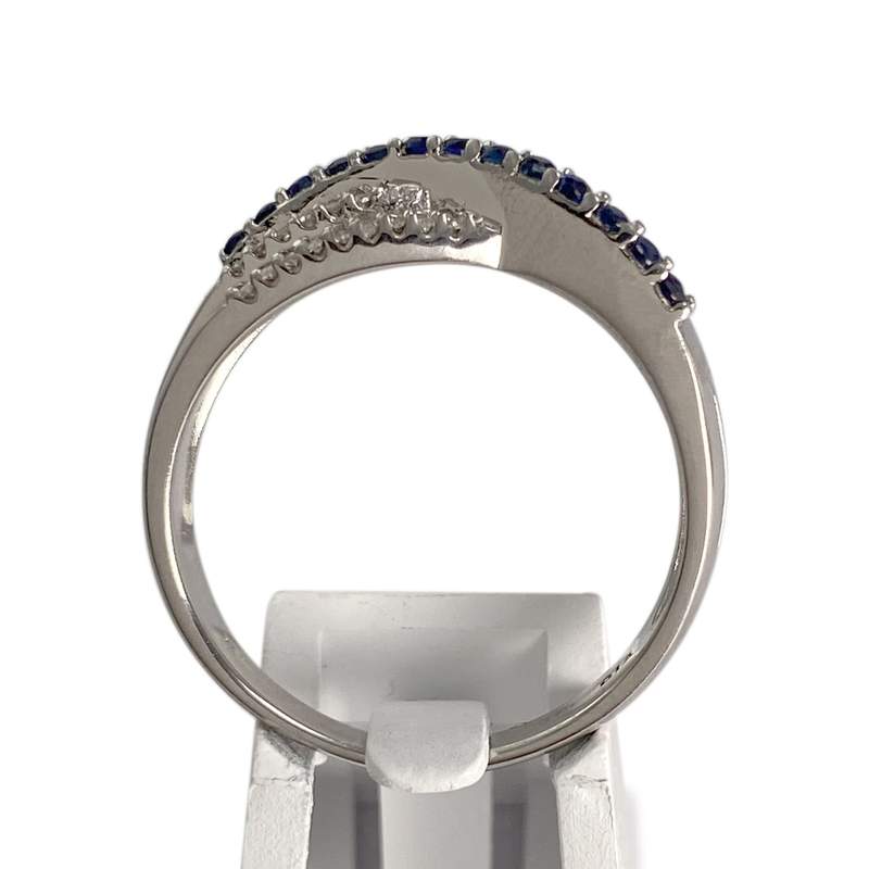 Bague d'occasion or 375 blanc diamants, saphirs - vue 3