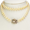 Collier d'occasion or 750 blanc maille perles, perles de culture du Japon - vue V1