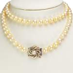 Collier d'occasion en or blanc 750, maille perles, perles de culture du Japon, 75 cm - vue 1