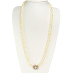 Collier d'occasion or 750 blanc maille perles, perles de culture du Japon - vue 2