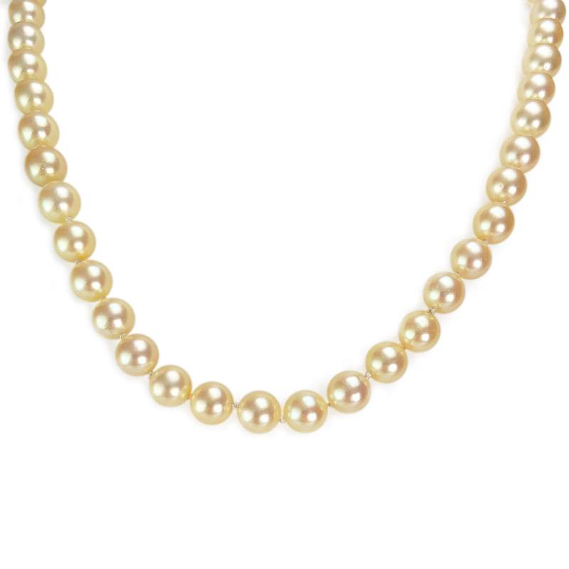 Collier d'occasion or 585 blanc maille perles, perles de culture du Japon - vue 1