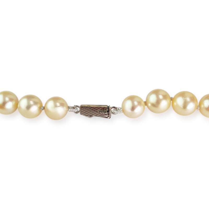 Collier d'occasion or 585 blanc maille perles, perles de culture du Japon - vue 3