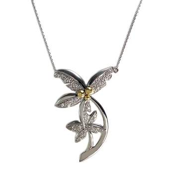 Collier d'occasion 2 ors 750 maille forçat diamants 44.5cm