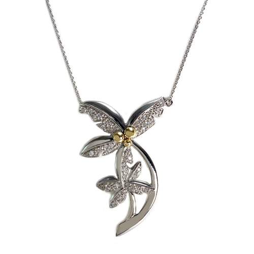 Collier d'occasion 2 ors 750 maille forçat diamants