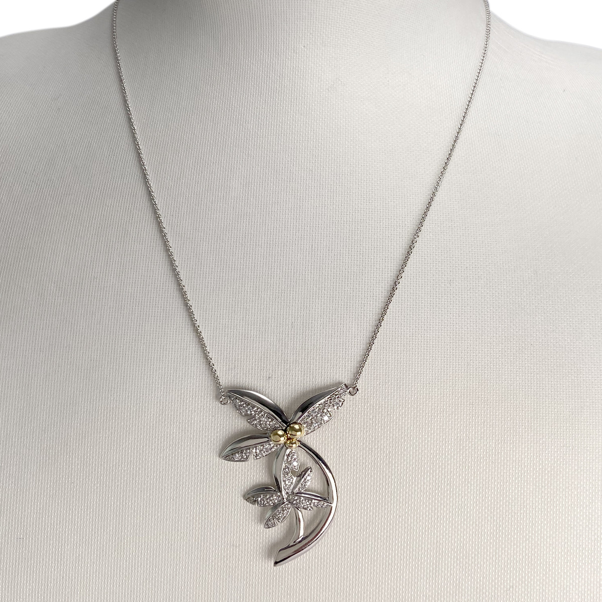 Collier d'occasion 2 ors 750 maille forçat diamants - vue 2