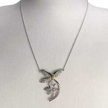 Collier d'occasion 2 ors 750 maille forçat diamants 44.5cm
