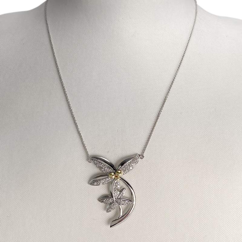 Tweedehands ketting van 750 goud, forçat-schakels met diamanten, 44,5 cm - afbeelding 2