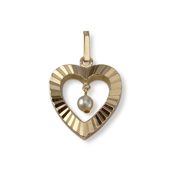 Pendentif coeur d'occasion or 750 jaune perle de culture