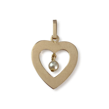 Pendentif coeur d'occasion or 750 jaune perle de culture
