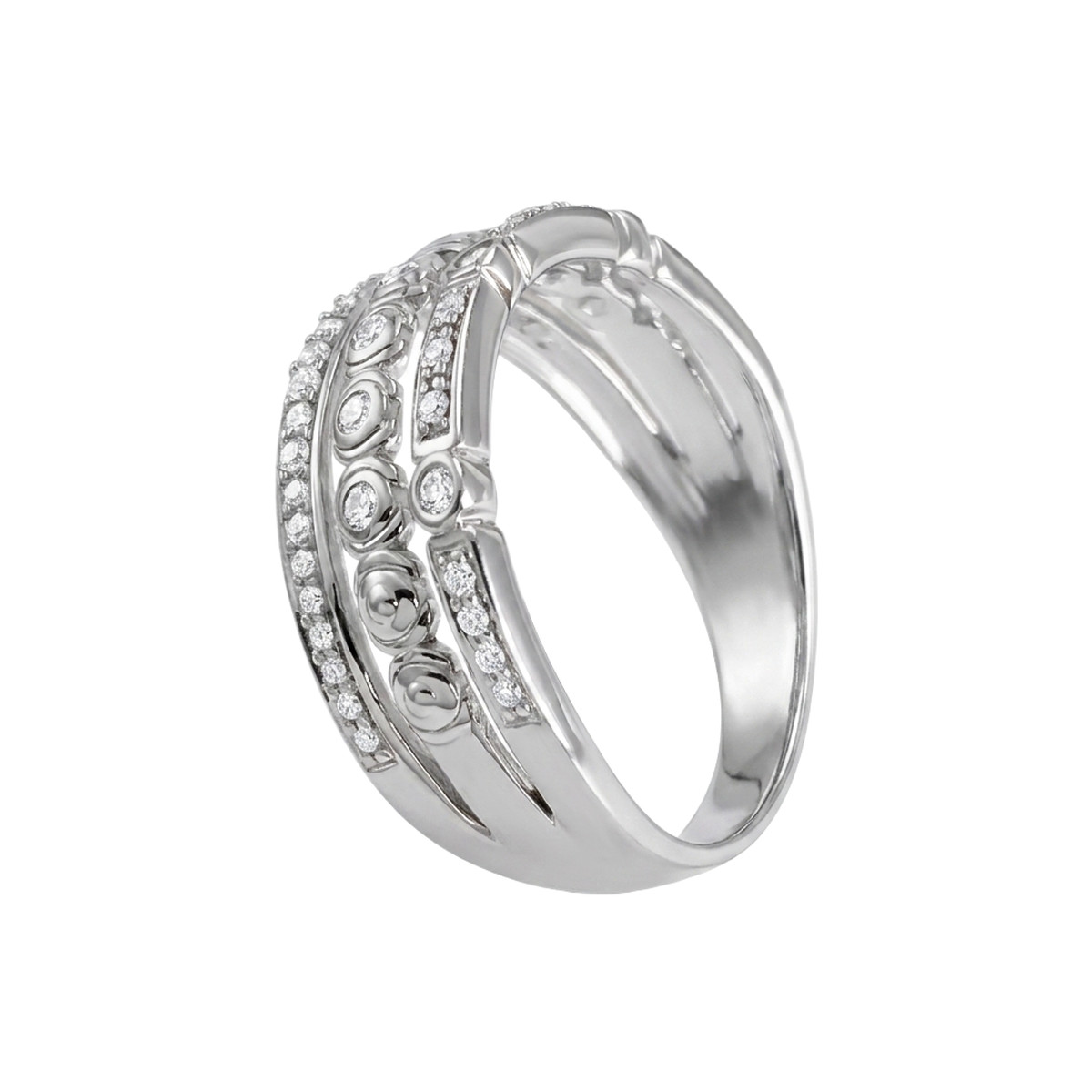 Bague d'occasion or 375 blanc diamants - vue 2