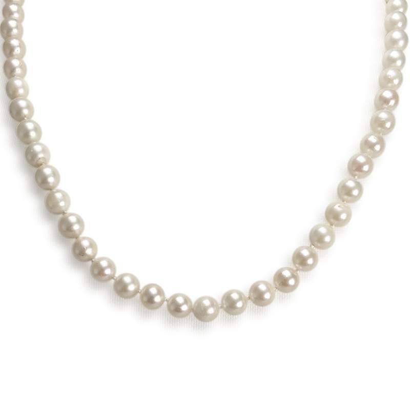 Collier d'occasion or 750 jaune maille perles, perles de culture du Japon - vue 1