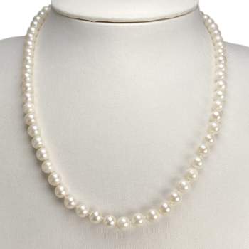 Collier d'occasion or 750 jaune maille perles, perles de culture du Japon
