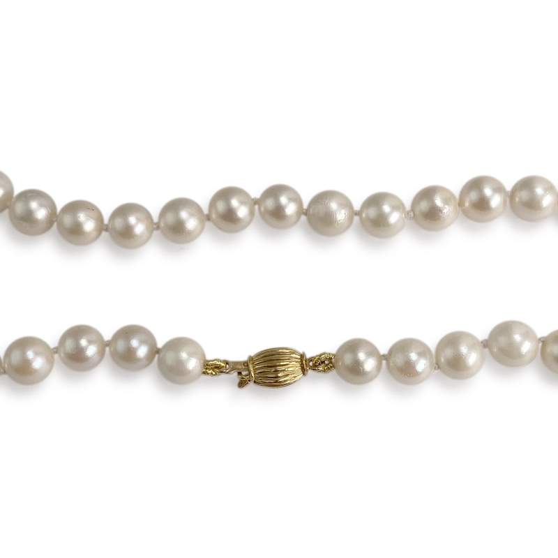 Collier d'occasion or 750 jaune maille perles, perles de culture du Japon - vue 3