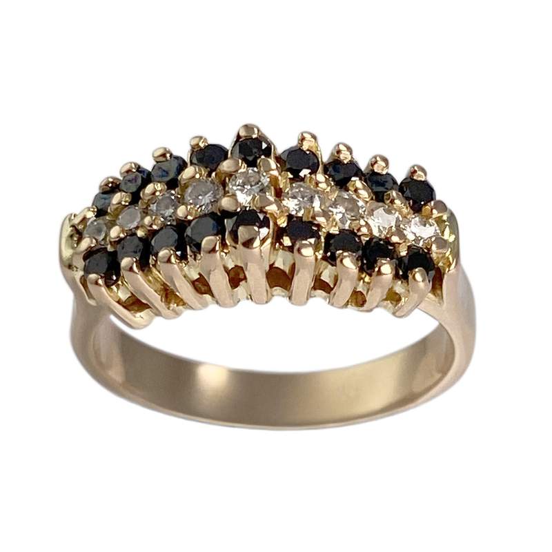 Bague d'occasion or 750 jaune diamants, saphirs - vue 1