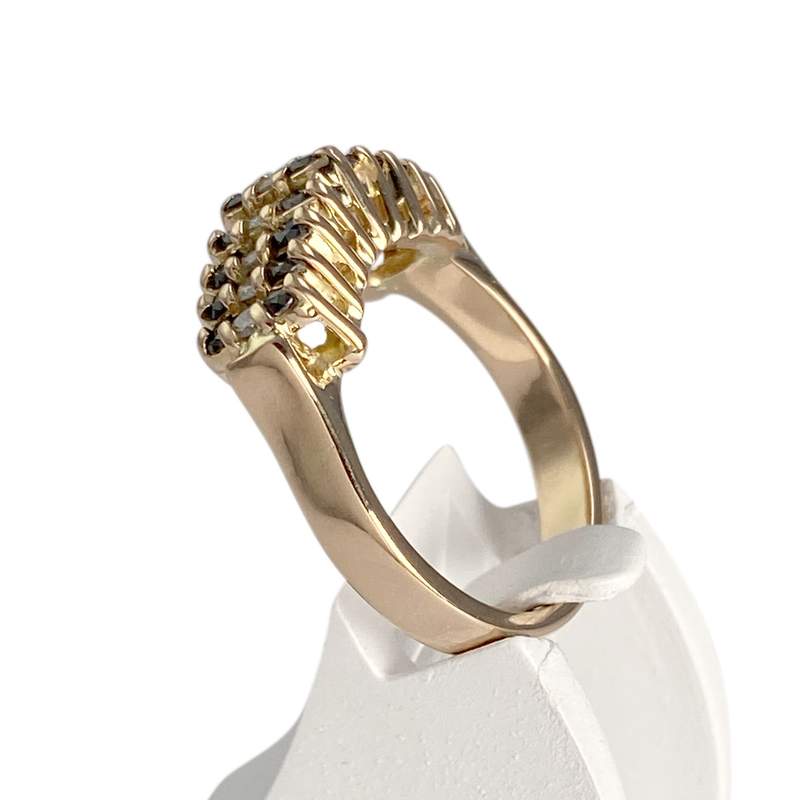 Bague d'occasion or 750 jaune diamants, saphirs - vue 2