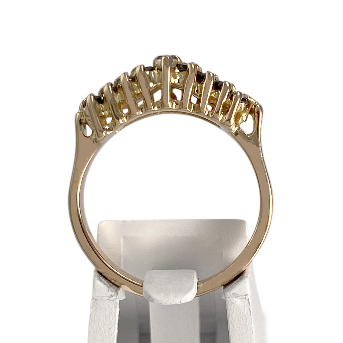 Bague d'occasion or 750 jaune diamants, saphirs - vue 3