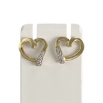 Boucles d'oreilles d'occasion  or 2 tons 750 coeur diamants - vue 1