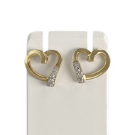 Boucles d'oreilles d'occasion  or 2 tons 750 coeur diamants